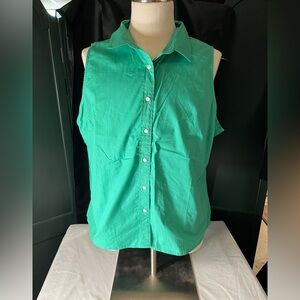 J. Crew Teal Sleeveless Button-Down Shirt